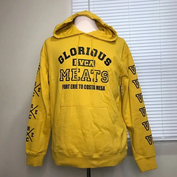 RVCA Matty Hoodie Men’s Size M Color Yelow Kangaroo Pocket Pullover 100% Cotton - Picture 14 of 14